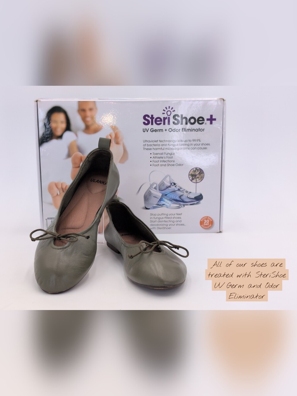 Olive Leather Ballet Flats - Women's Comfortable Slip-Ons - Picture 15 of 16